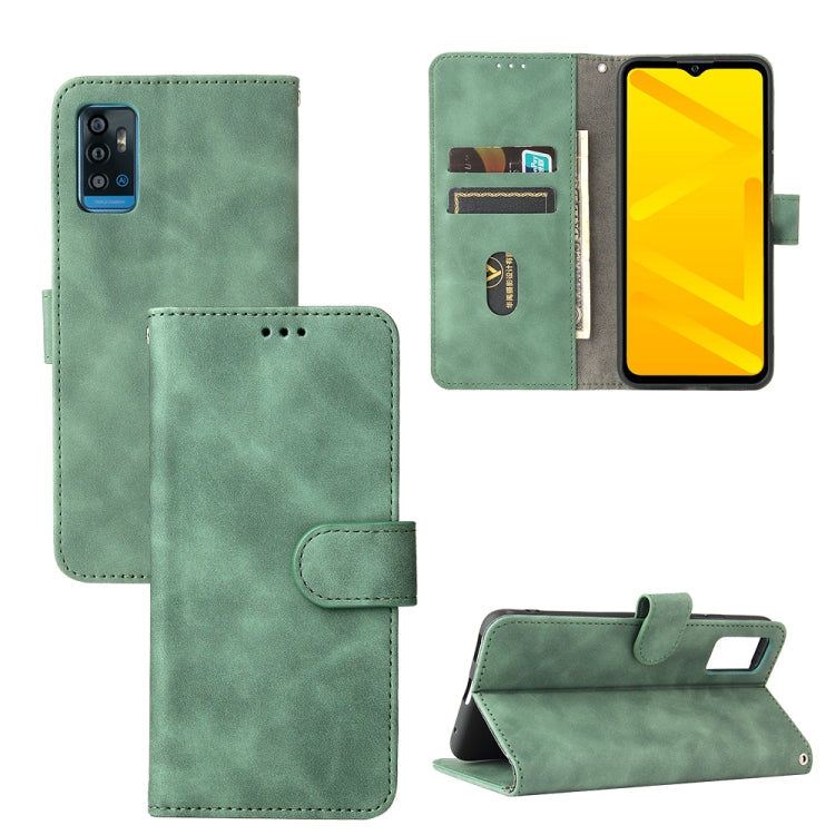 Solid Color Skin Feel Magnetic Buckle Horizontal Flip Calf Texture PU Leather Case with Holder & Card Slots & Wallet