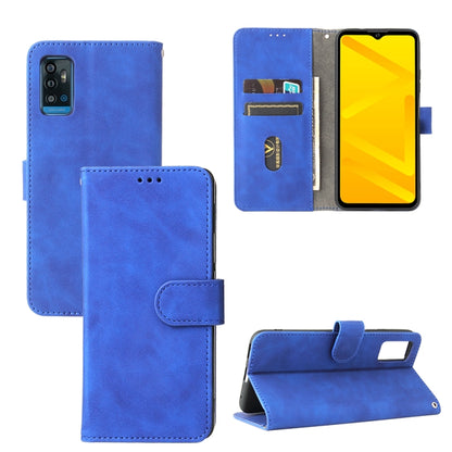 Solid Color Skin Feel Magnetic Buckle Horizontal Flip Calf Texture PU Leather Case with Holder & Card Slots & Wallet