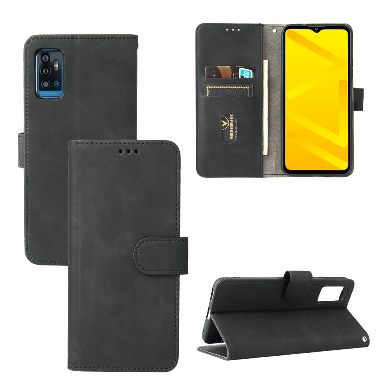 Solid Color Skin Feel Magnetic Buckle Horizontal Flip Calf Texture PU Leather Case with Holder & Card Slots & Wallet