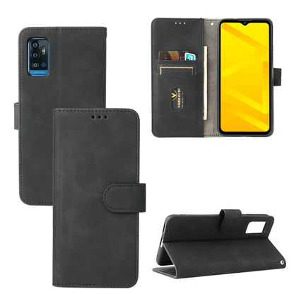 Solid Color Skin Feel Magnetic Buckle Horizontal Flip Calf Texture PU Leather Case with Holder & Card Slots & Wallet