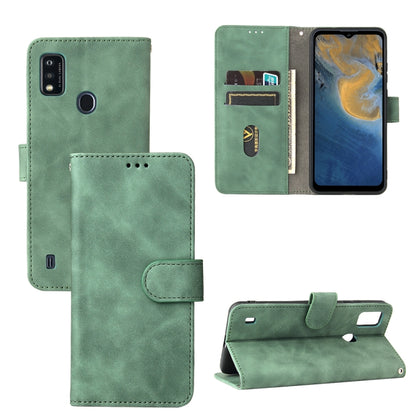 Solid Color Skin Feel Magnetic Buckle Horizontal Flip Calf Texture PU Leather Case with Holder & Card Slots & Wallet
