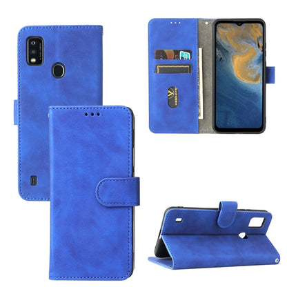 Solid Color Skin Feel Magnetic Buckle Horizontal Flip Calf Texture PU Leather Case with Holder & Card Slots & Wallet