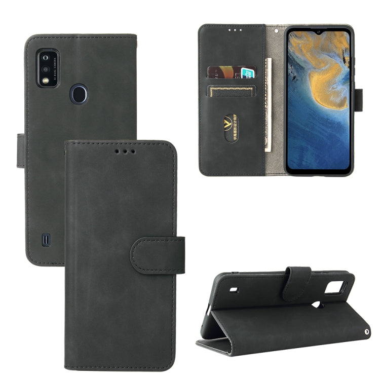 Solid Color Skin Feel Magnetic Buckle Horizontal Flip Calf Texture PU Leather Case with Holder & Card Slots & Wallet