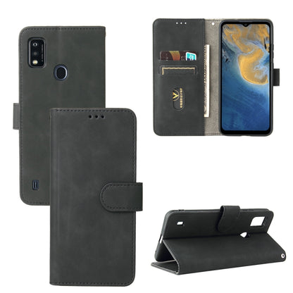 Solid Color Skin Feel Magnetic Buckle Horizontal Flip Calf Texture PU Leather Case with Holder & Card Slots & Wallet