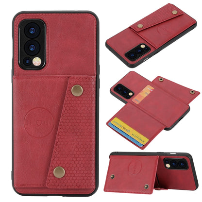 Double Buckle PU + TPU Shockproof Magnetic Protective Case with Card Slot & Holder