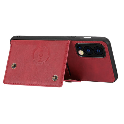 Double Buckle PU + TPU Shockproof Magnetic Protective Case with Card Slot & Holder