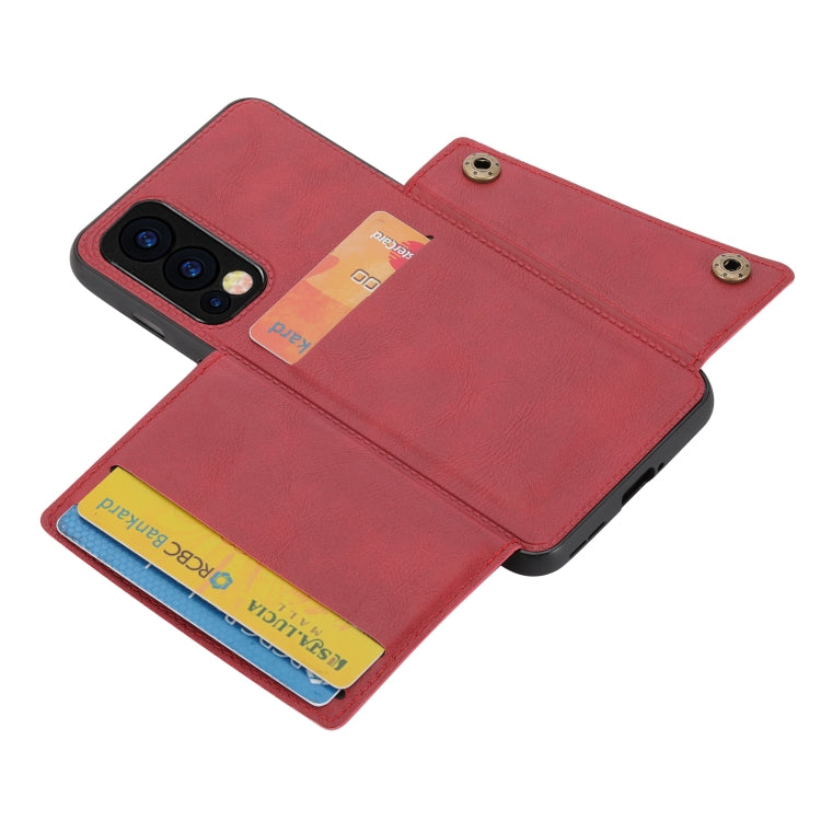 Double Buckle PU + TPU Shockproof Magnetic Protective Case with Card Slot & Holder