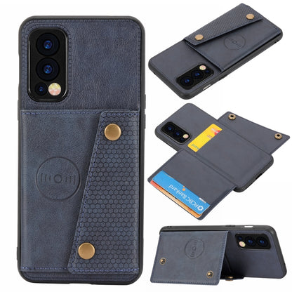 Double Buckle PU + TPU Shockproof Magnetic Protective Case with Card Slot & Holder, For OnePlus Nord 2 5G