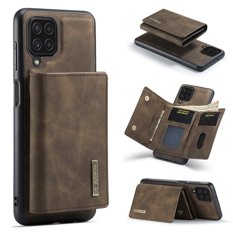 DG.MING M1 Series 3-Fold Multi Card Wallet + Magnetic Back Cover Shockproof Case with Holder Function