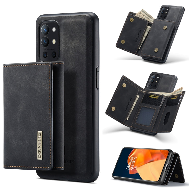 DG.MING M1 Series 3-Fold Multi Card Wallet + Magnetic Back Cover Shockproof Case with Holder Function