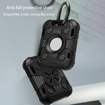 Tank Armor Anti-scratch Shockproof Carbon Fiber TPU Protective Cover Case with Keychain Ring Loop