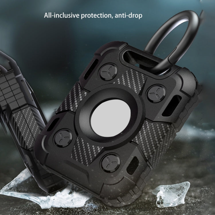 Tank Armor Anti-scratch Shockproof Carbon Fiber TPU Protective Cover Case with Keychain Ring Loop