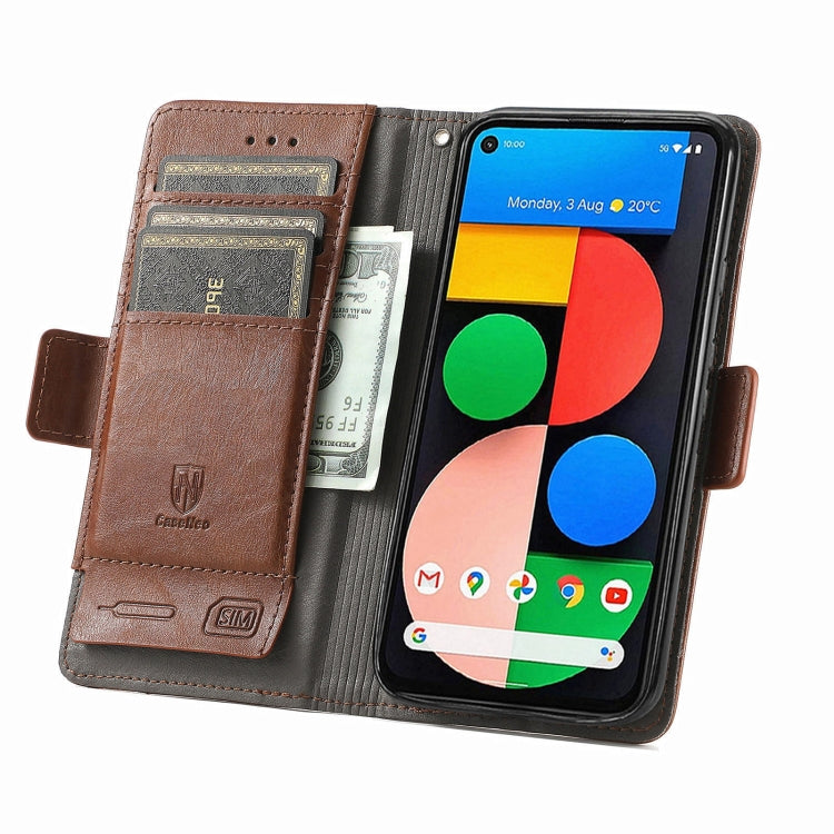 CaseNeo Business Splicing Dual Magnetic Buckle Horizontal Flip PU Leather Case with Holder & Card Slots & Wallet, For Google Pixel 5a 5G