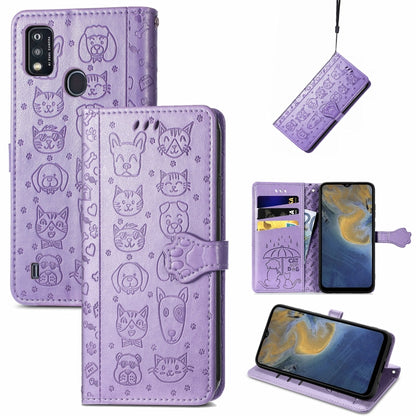 Lovely Cat and Dog Embossing Pattern Horizontal Flip Leather Case , with Holder & Card Slots & Wallet & Cartoon Clasp & Lanyard