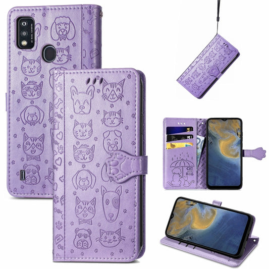Lovely Cat and Dog Embossing Pattern Horizontal Flip Leather Case , with Holder & Card Slots & Wallet & Cartoon Clasp & Lanyard
