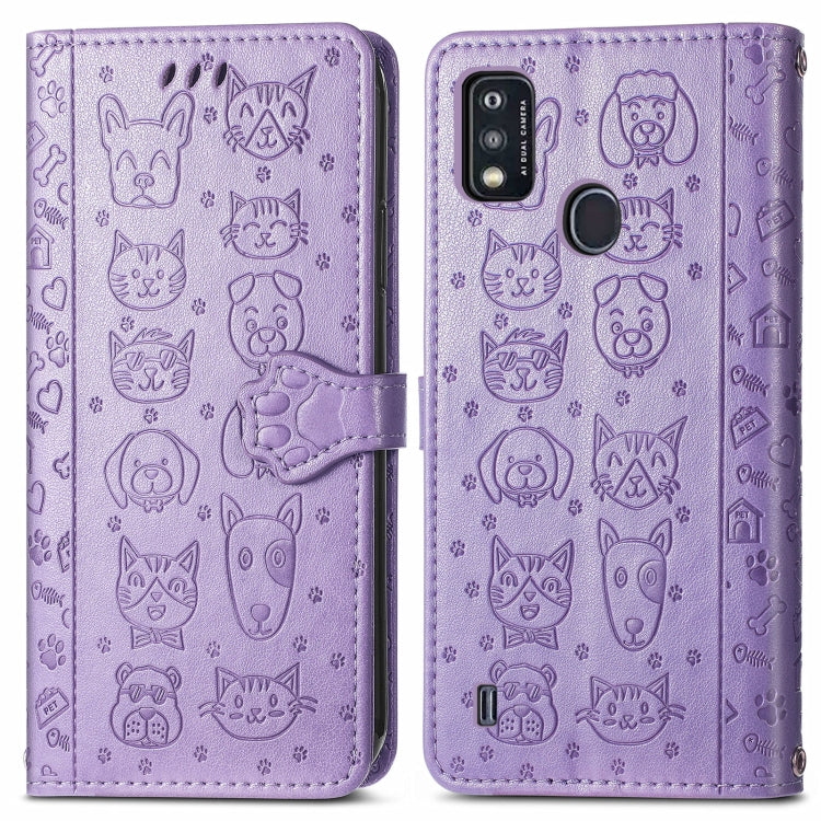 Lovely Cat and Dog Embossing Pattern Horizontal Flip Leather Case , with Holder & Card Slots & Wallet & Cartoon Clasp & Lanyard
