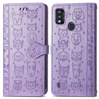 Lovely Cat and Dog Embossing Pattern Horizontal Flip Leather Case , with Holder & Card Slots & Wallet & Cartoon Clasp & Lanyard