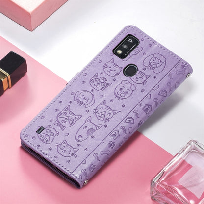 Lovely Cat and Dog Embossing Pattern Horizontal Flip Leather Case , with Holder & Card Slots & Wallet & Cartoon Clasp & Lanyard