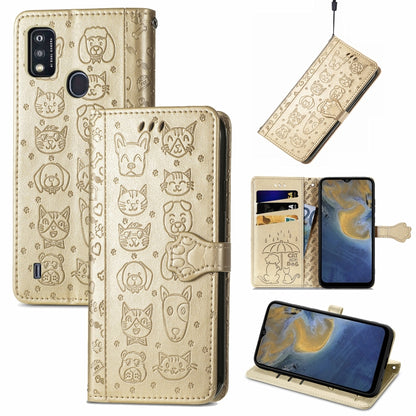 Lovely Cat and Dog Embossing Pattern Horizontal Flip Leather Case , with Holder & Card Slots & Wallet & Cartoon Clasp & Lanyard