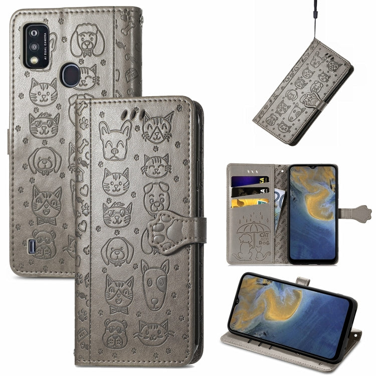 Lovely Cat and Dog Embossing Pattern Horizontal Flip Leather Case , with Holder & Card Slots & Wallet & Cartoon Clasp & Lanyard