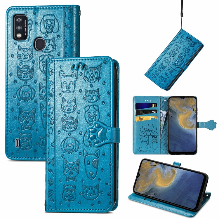 Lovely Cat and Dog Embossing Pattern Horizontal Flip Leather Case , with Holder & Card Slots & Wallet & Cartoon Clasp & Lanyard