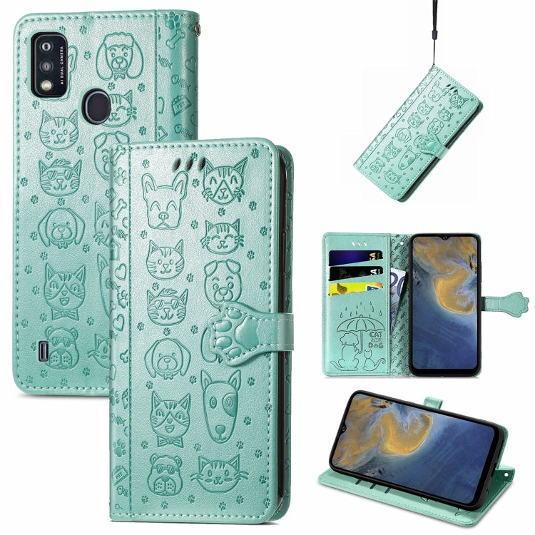 Lovely Cat and Dog Embossing Pattern Horizontal Flip Leather Case , with Holder & Card Slots & Wallet & Cartoon Clasp & Lanyard