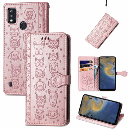 Lovely Cat and Dog Embossing Pattern Horizontal Flip Leather Case , with Holder & Card Slots & Wallet & Cartoon Clasp & Lanyard