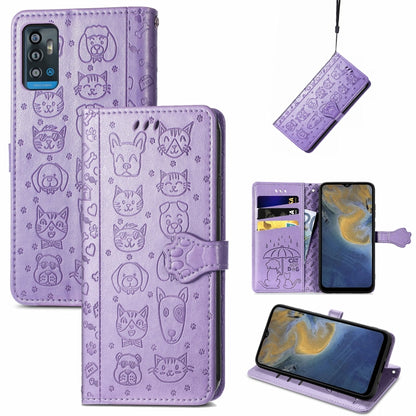 Lovely Cat and Dog Embossing Pattern Horizontal Flip Leather Case , with Holder & Card Slots & Wallet & Cartoon Clasp & Lanyard