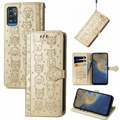 Lovely Cat and Dog Embossing Pattern Horizontal Flip Leather Case , with Holder & Card Slots & Wallet & Cartoon Clasp & Lanyard