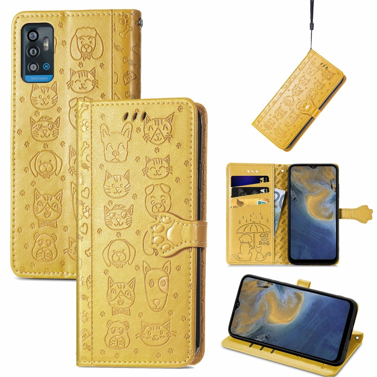 Lovely Cat and Dog Embossing Pattern Horizontal Flip Leather Case , with Holder & Card Slots & Wallet & Cartoon Clasp & Lanyard