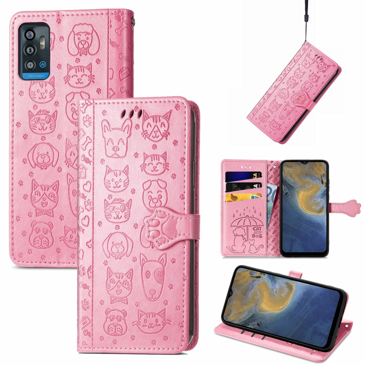 Lovely Cat and Dog Embossing Pattern Horizontal Flip Leather Case , with Holder & Card Slots & Wallet & Cartoon Clasp & Lanyard
