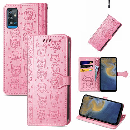 Lovely Cat and Dog Embossing Pattern Horizontal Flip Leather Case , with Holder & Card Slots & Wallet & Cartoon Clasp & Lanyard