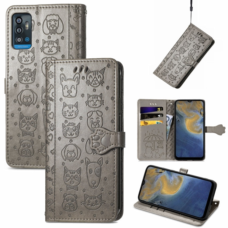 Lovely Cat and Dog Embossing Pattern Horizontal Flip Leather Case , with Holder & Card Slots & Wallet & Cartoon Clasp & Lanyard