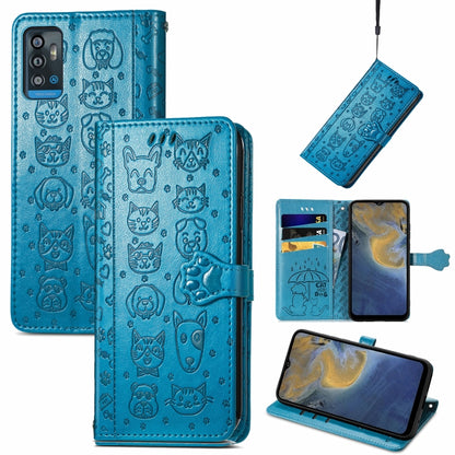 Lovely Cat and Dog Embossing Pattern Horizontal Flip Leather Case , with Holder & Card Slots & Wallet & Cartoon Clasp & Lanyard