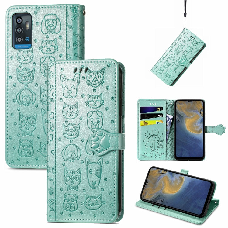 Lovely Cat and Dog Embossing Pattern Horizontal Flip Leather Case , with Holder & Card Slots & Wallet & Cartoon Clasp & Lanyard