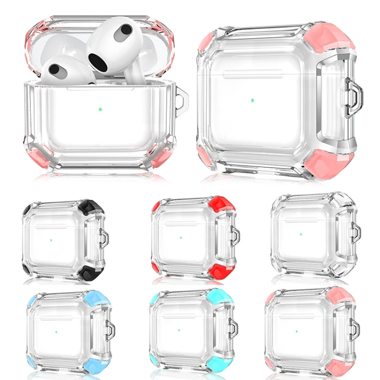 Anti-drop Transparent PC Two-color Earphone Protective Case with Hanging Loop for AirPods 3