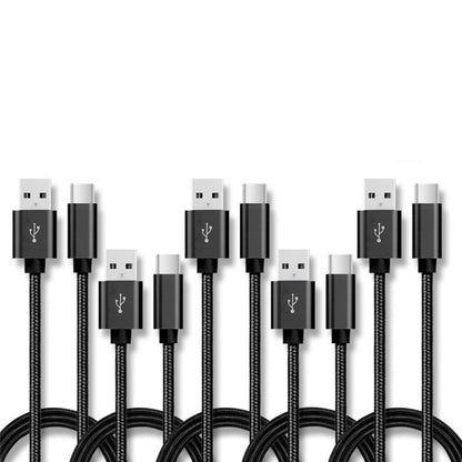 5 PCS USB to USB-C / Type-C Nylon Braided Charging Data Transmission Cable