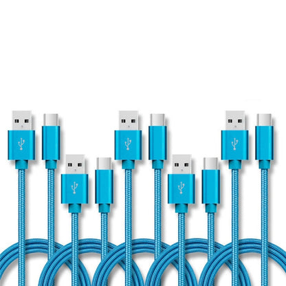 5 PCS USB to USB-C / Type-C Nylon Braided Charging Data Transmission Cable