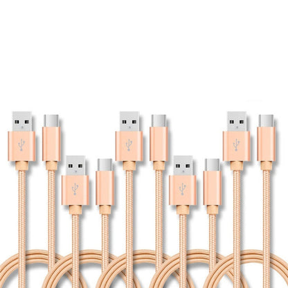 5 PCS USB to USB-C / Type-C Nylon Braided Charging Data Transmission Cable