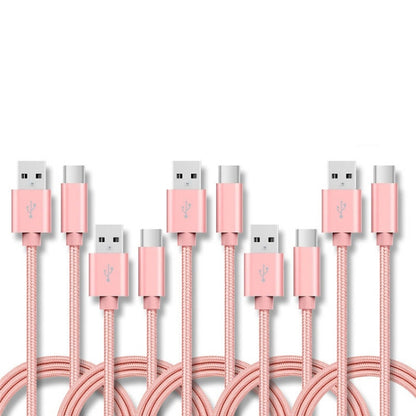 5 PCS USB to USB-C / Type-C Nylon Braided Charging Data Transmission Cable