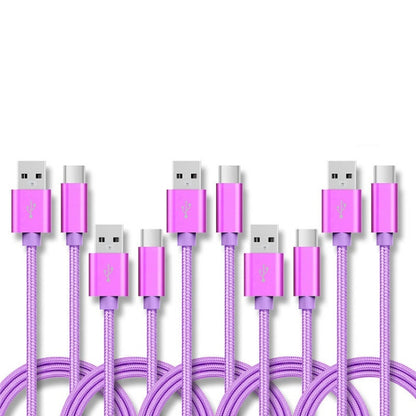 5 PCS USB to USB-C / Type-C Nylon Braided Charging Data Transmission Cable