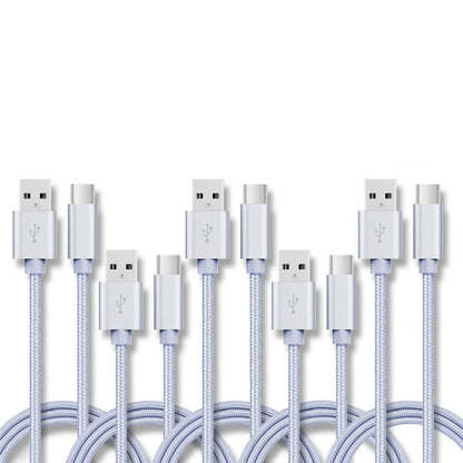 5 PCS USB to USB-C / Type-C Nylon Braided Charging Data Transmission Cable