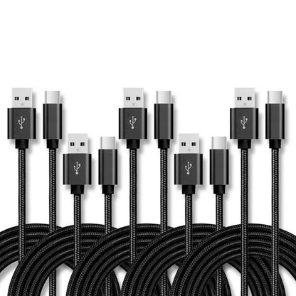 5 PCS USB to USB-C / Type-C Nylon Braided Charging Data Transmission Cable
