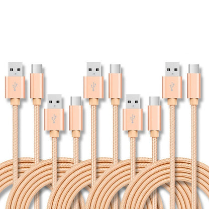 5 PCS USB to USB-C / Type-C Nylon Braided Charging Data Transmission Cable