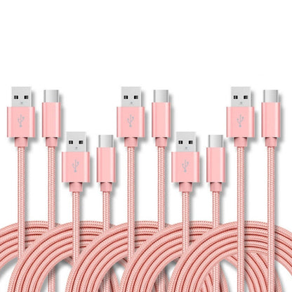 5 PCS USB to USB-C / Type-C Nylon Braided Charging Data Transmission Cable