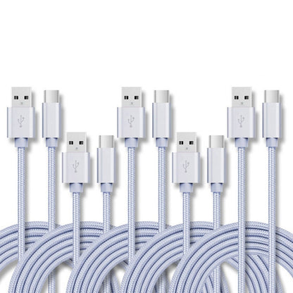 5 PCS USB to USB-C / Type-C Nylon Braided Charging Data Transmission Cable
