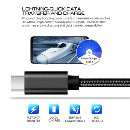 5 PCS USB to USB-C / Type-C Nylon Braided Charging Data Transmission Cable