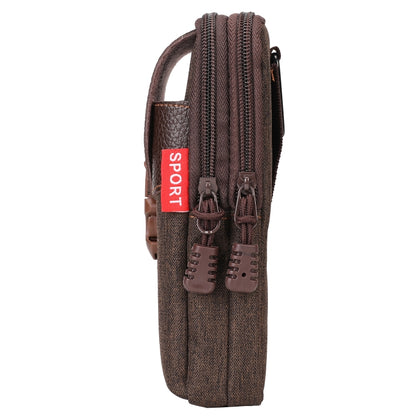 For 6-7 inch Mobile Phones Universal PU Leather + Fabric Stitching Waist Bag
