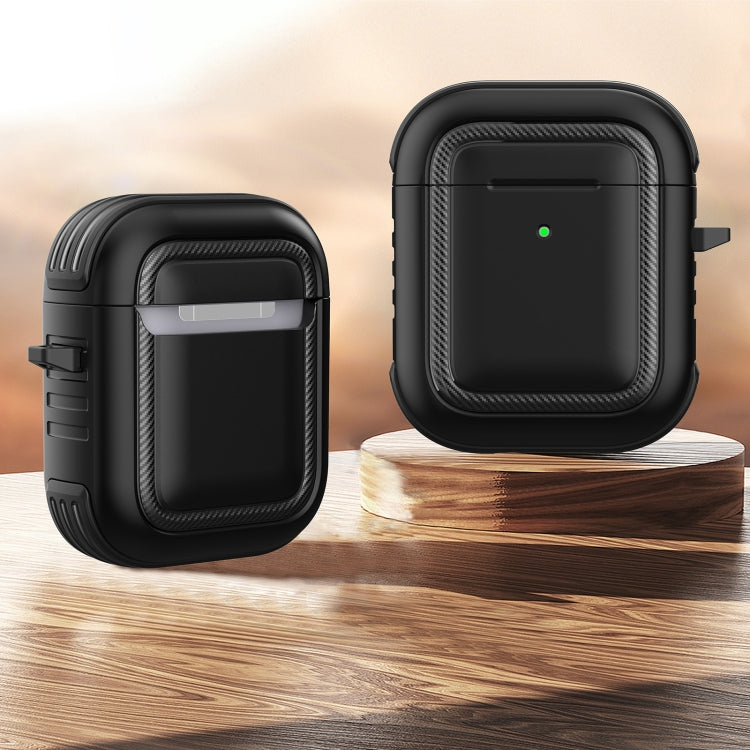 Wireless Earphones Shockproof TPU + PC Protective Case with Carabiner, For AirPods 1 / 2