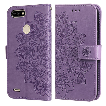 7-petal Flowers Embossing Pattern Horizontal Flip PU Leather Case with Holder & Card Slots & Wallet & Photo Frame